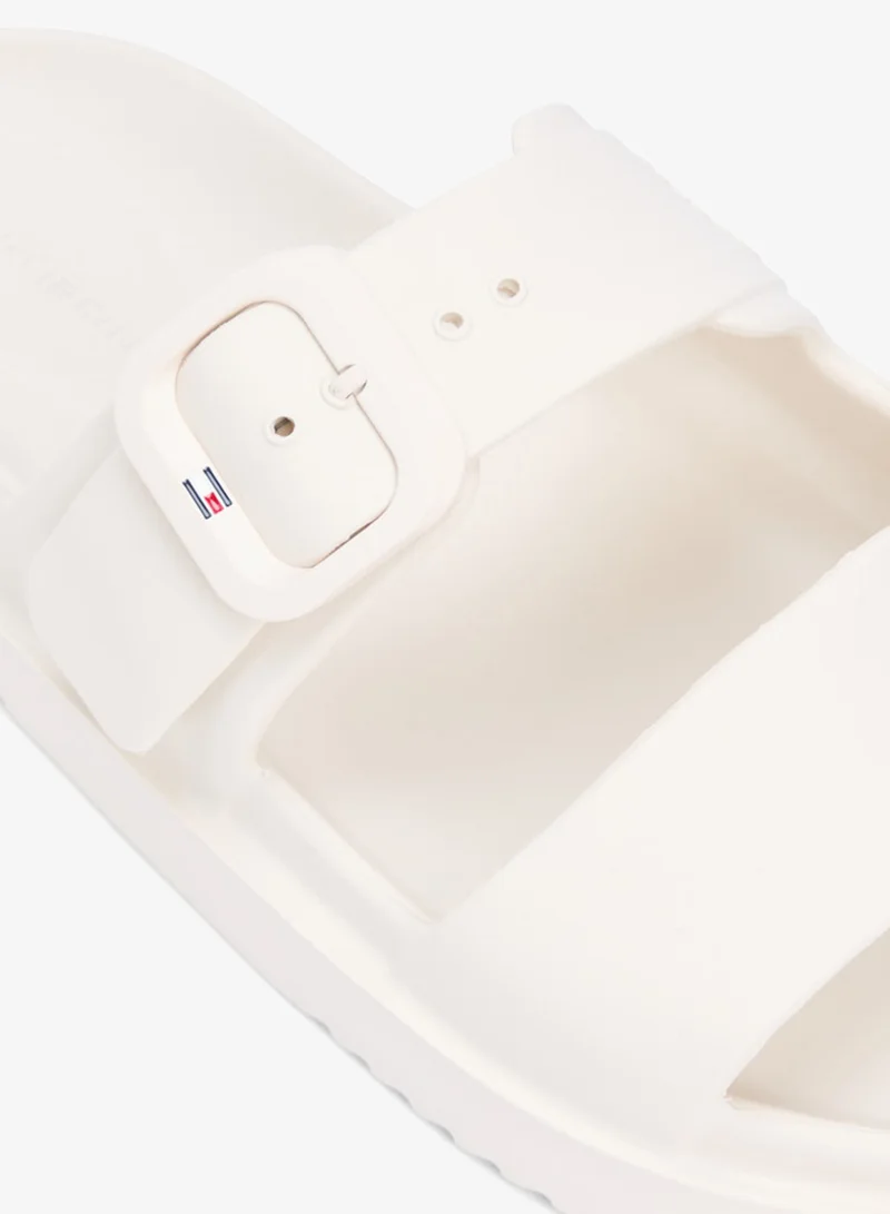 TOMMY HILFIGER Soft Cream Double Strap Enamel Flag Lightweight Sandals for Women | Best Price UAE